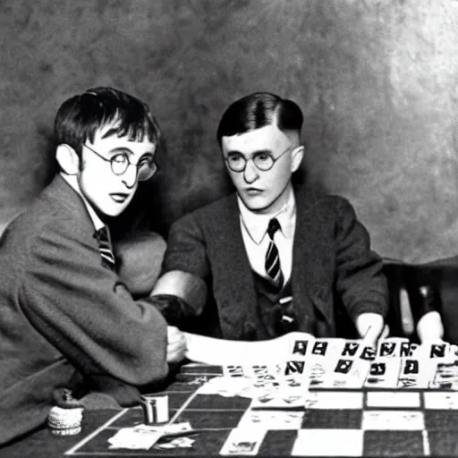 Image similar to harry potter and adolf hitler playing poker