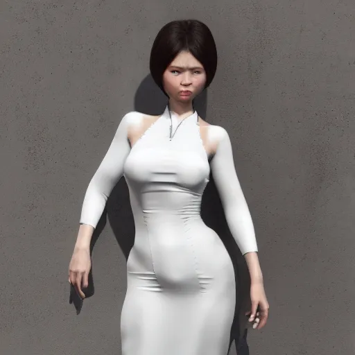 Image similar to muscular oiled woman wearing white ao dai back, fat, ultra realistic, concept art, intricate details, highly detailed, photorealistic, octane render, 8 k, unreal engine.