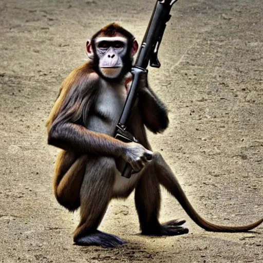 Prompt: a monkey with an ak 4 7