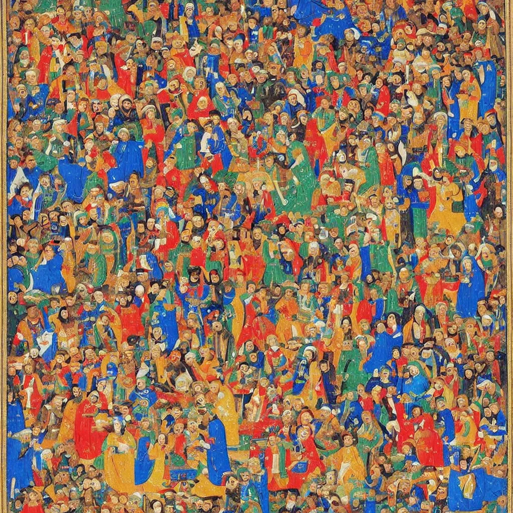 Image similar to rave party painting in Ottoman miniature style