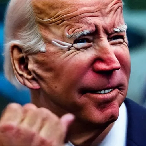 Image similar to Joe Biden with clown make-up all over his face