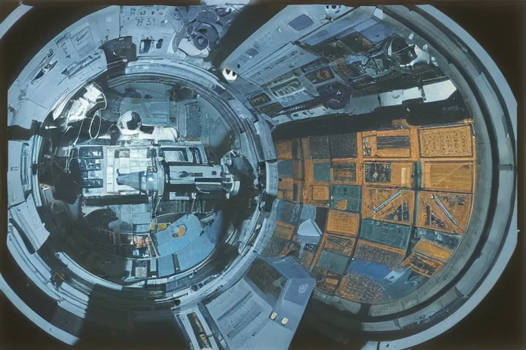 Image similar to space station, 1 6 mm film, autochrome