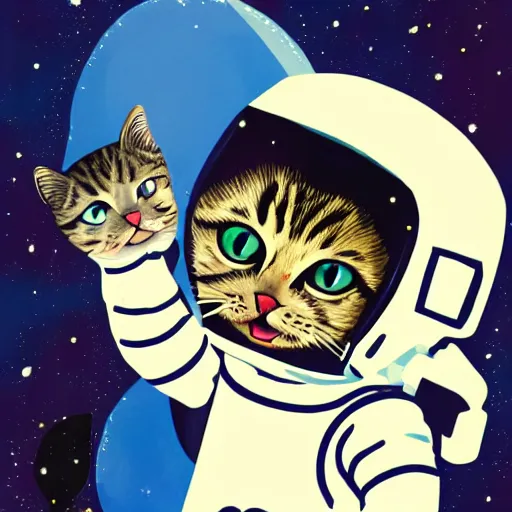 Prompt: cat astronaut in space, the cat is crying, 8 k, cute