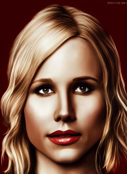 Image similar to portrait of kristen bell, intricate, elegant, highly detailed, photorealistic, trending on artstation, digital art