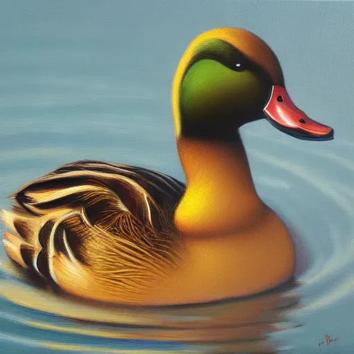 Prompt: a duck on the prowl oil painting pauly jenkins