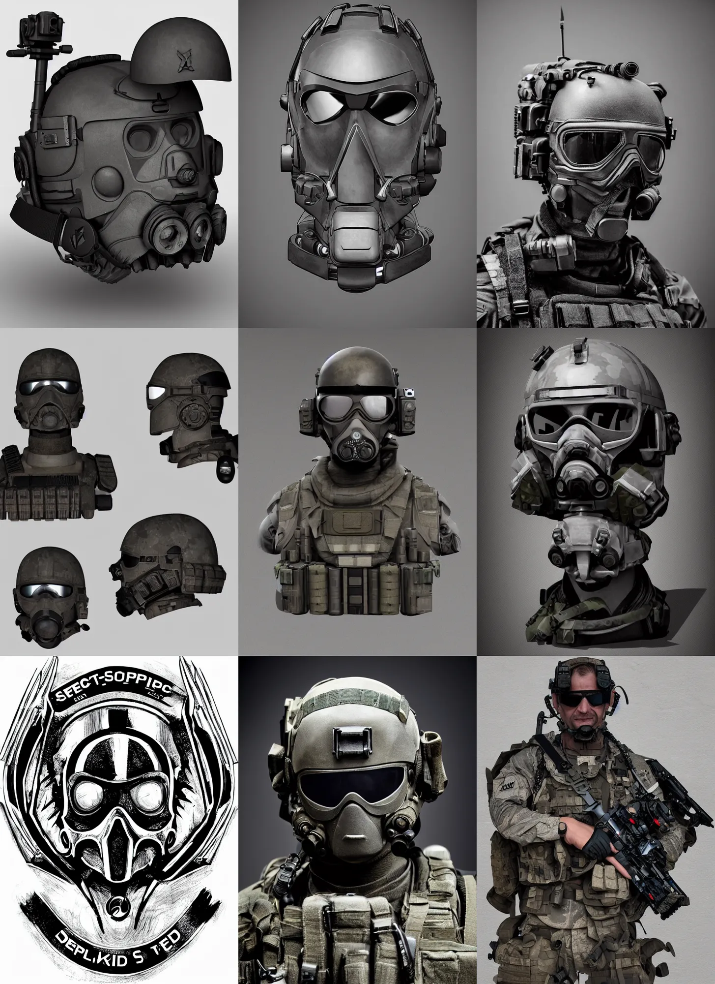 Prompt: spec - ops head, special forces, dark design