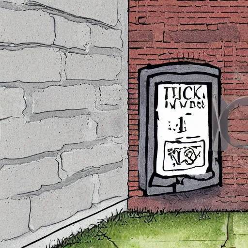 Image similar to award winning, detailed illustration of a hidden alcove built into the bricks on the side of the safe house. from within it, a crewmember could watch the street for signs of danger.