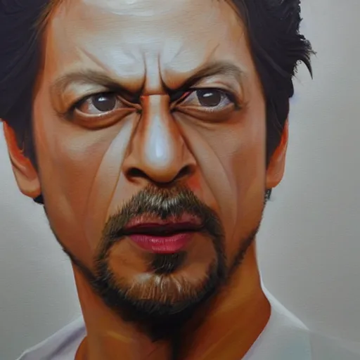 Prompt: a realistic painting by Raffaello Sanzi depicting Shahrukh Khan with the head of the symbiotic Metalder in the Renaissance,smooth,Sharp focus, trending on Artstation.