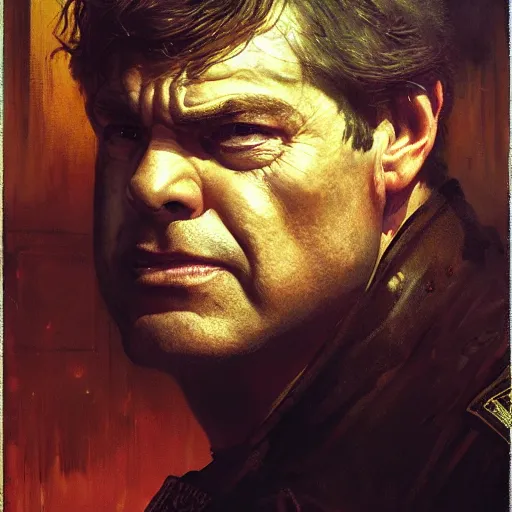 Image similar to portrait of hollywood agent gary murdoch, who lives in a nissan sentra. caustics, war hero, apex legends, by gaston bussiere, bayard wu, greg rutkowski, giger, maxim verehin