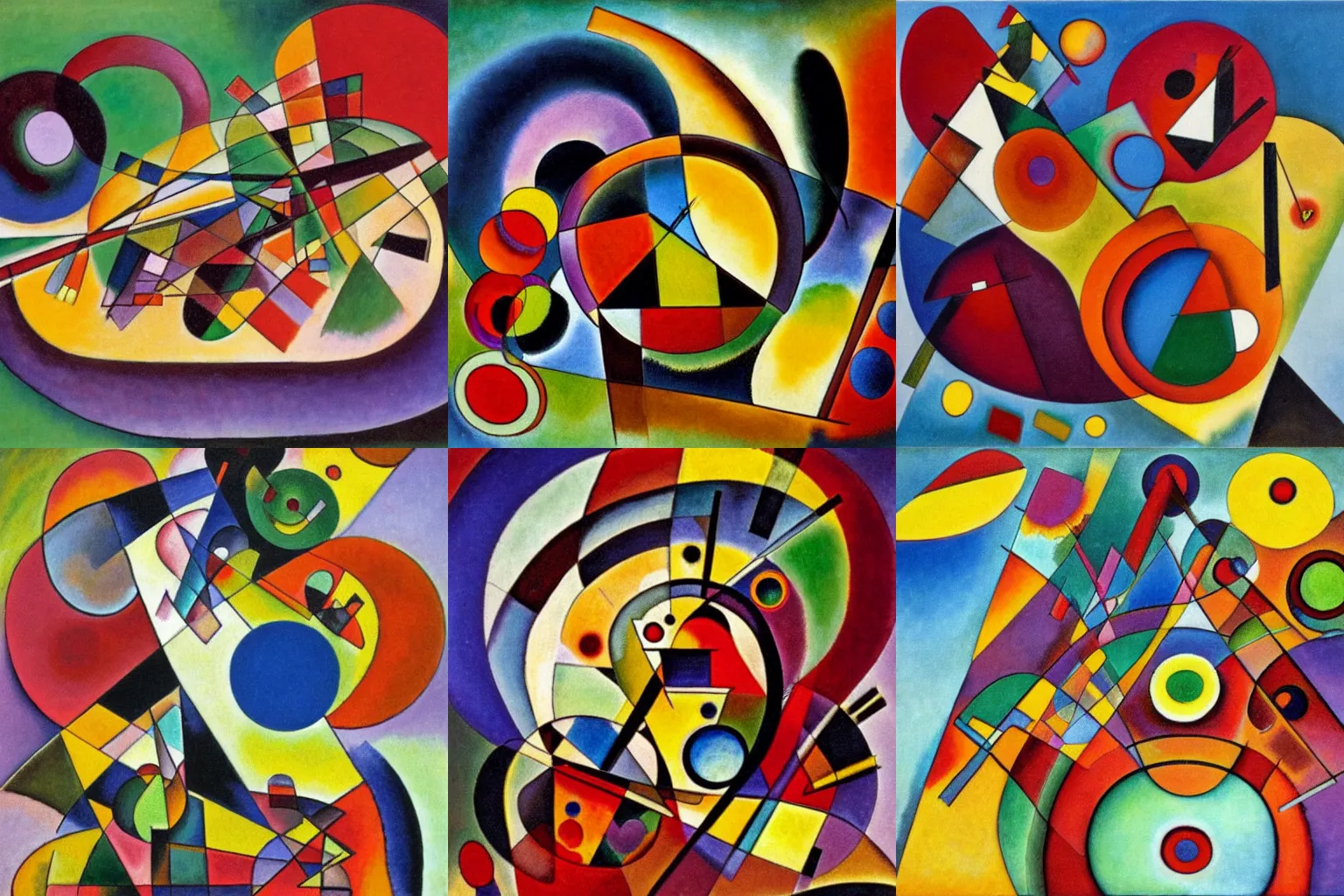 Prompt: cornucopia tick-tock, kandinsky, oil on canvas