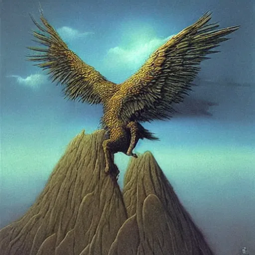 Image similar to griffon concept, beksinski