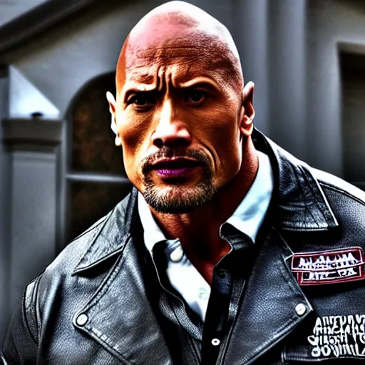 Image similar to Dwayne Johnson in Sons of anarchy very detail4K quality super realistic