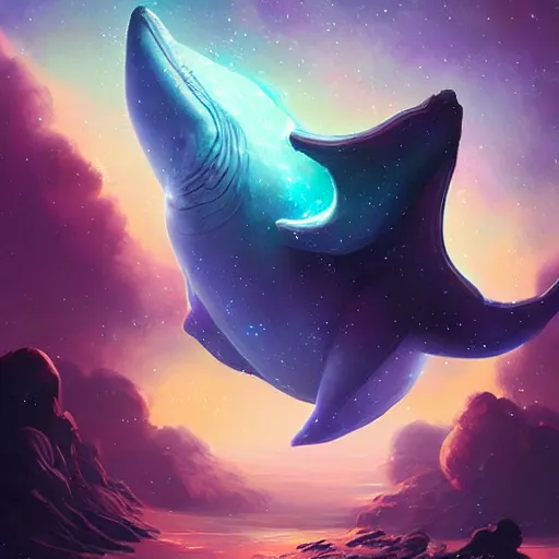 Prompt: space magical whale, galaxy whale, epic fantasy style art, galaxy theme, by Greg Rutkowski, hearthstone style art
