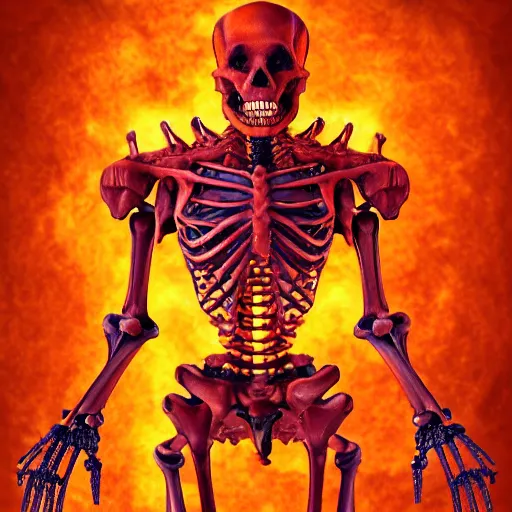 Prompt: fire flesh skeleton titan ultradetailed 8k cpncept art