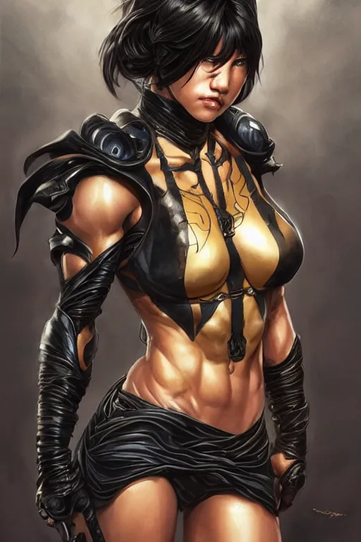 Prompt: muscled cassandra cain as a ruggedly handsome heroine, intricate, elegant, highly detailed, centered, digital painting, artstation, concept art, smooth, sharp focus, illustration, art by artgerm and donato giancola and joseph christian leyendecker, ross tran, wlop