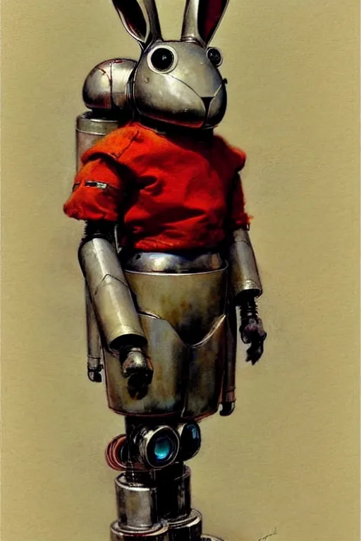 Image similar to adventurer ( ( ( ( ( 1 9 5 0 s retro future robot android rabbit. muted colors. ) ) ) ) ) by jean baptiste monge!!!!!!!!!!!!!!!!!!!!!!!!! chrome red