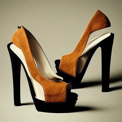 Prompt: “A fashion photograph of platform high heels made out of earthquakes”