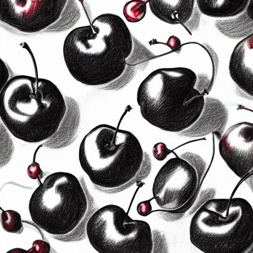 Image similar to artstation drawing render Few fresh cherries