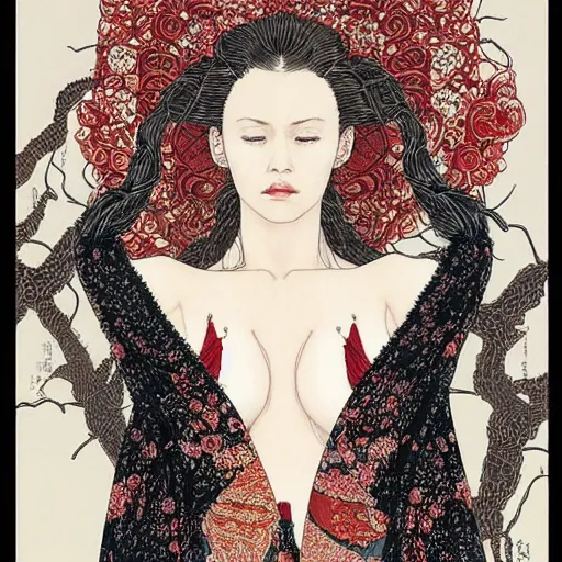 Prompt: intricate detailed portrait of scarlet johanson by takato yamamoto