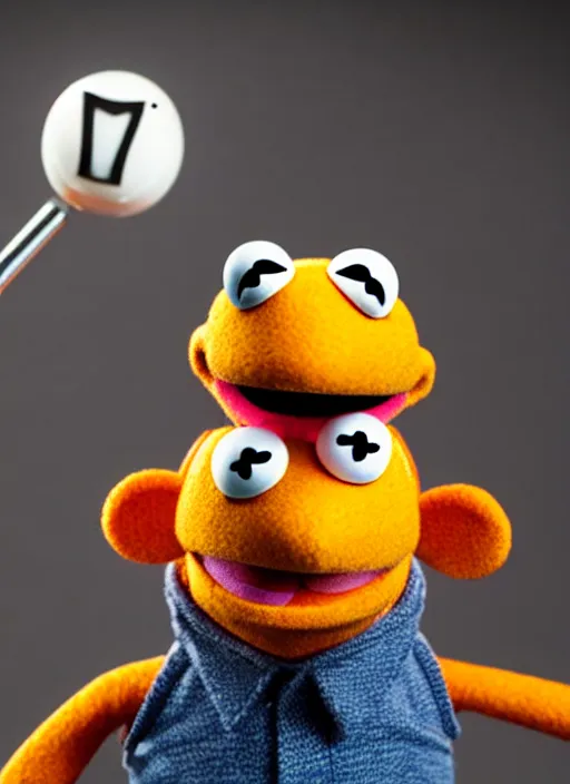 Image similar to studio portrait still of muppet!!!!! gordon freeman!!!!!! as a muppet muppet as a muppet, 8 k, studio lighting, key light,