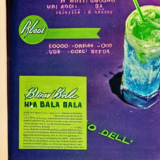 Image similar to color picture of Mountain Dew Baja Blast from 1970's cookbook