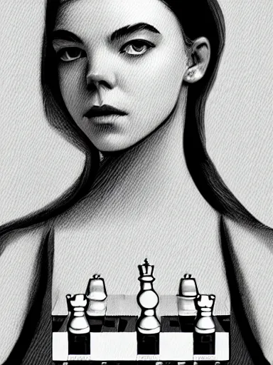 Image similar to illustration of anya taylor - joy as a chess piece, digital painting, artstation, highly detailed, elegant, beautiful