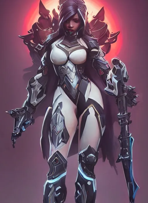 Image similar to beautiful new character for overwatch, character concept art, full body armor, dual wielding swords, super powers, long red hair, symmetry, intricate design, shiny, highly detailed, hd, dramatic lighting, art by artgerm and greg rutkowski