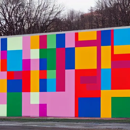 Image similar to a mural by Sol LeWitt