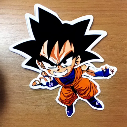 Image similar to die cut sticker, goku, gatling attack by luffy, splatter paint