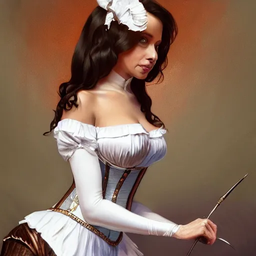 Image similar to cute black nancy pelosi wearing a white corset dress, fantasy, intricate, highly detailed, digital painting, artstation, concept art, wallpaper, smooth, sharp focus, illustration, art by artgerm and greg rutkowski and alphonse mucha