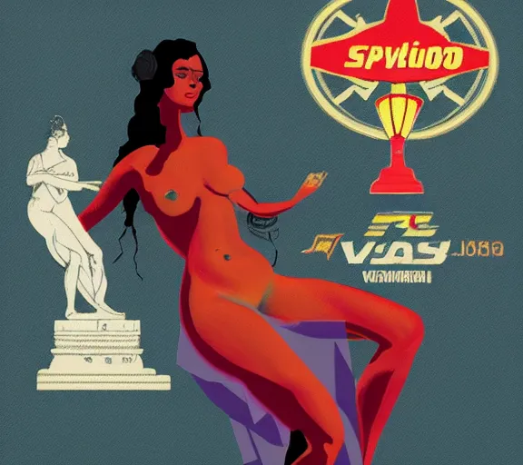 Prompt: beautiful stylish character concept art of the venus de milo in the style of virgil abloh with nascar colors and corporate logos