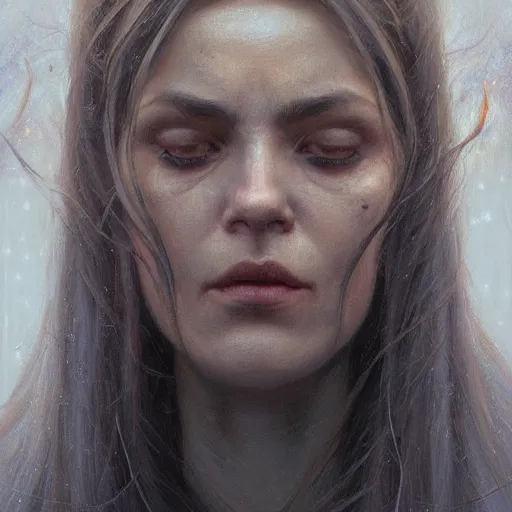 Image similar to the famous female wizard, closeup portrait art by donato giancola and greg rutkowski, vintage retro, realistic face, digital art, trending on artstation, symmetry!!