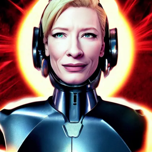 Prompt: cyborg cate blanchett, anime,