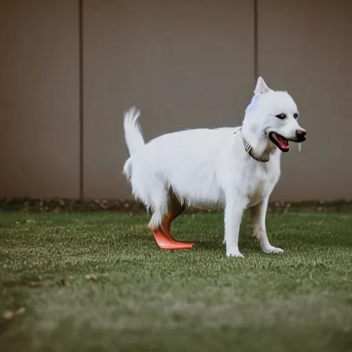 Prompt: hybrid of a duck and a dog, 35mm, F1.8