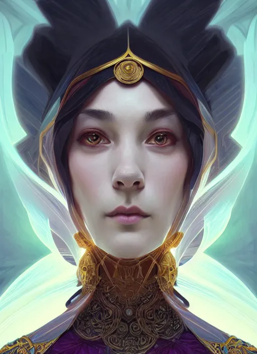 Image similar to symmetry!! portrait of a female sorcerer, dar fantasy, intricate, elegant, highly detailed, my rendition, digital painting, artstation, concept art, smooth, sharp focus, illustration, art by artgerm and greg rutkowski and alphonse mucha and huang guangjian and android jones and sachin teng