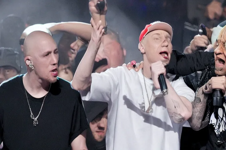 Image similar to eminem and grandmother rap battle