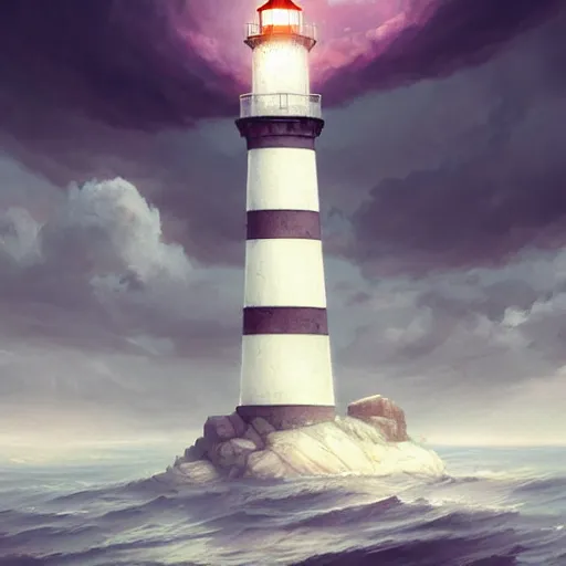 Image similar to a lighthouse standing on a cloud far into the sky,clouds surround it,digital art,hyperdetailed,art by greg rutkowski,trevor henderson and rossdraws,photorealistic,incredible detailed,western comic style,2021,trendimg on artstation,deviantart