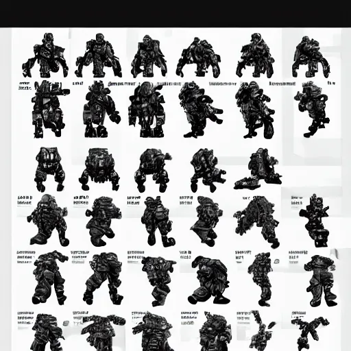 Image similar to character sheet of Ludens from Death Stranding by Yoji Shinkawa and Artgem, trending on Artstation concept arts