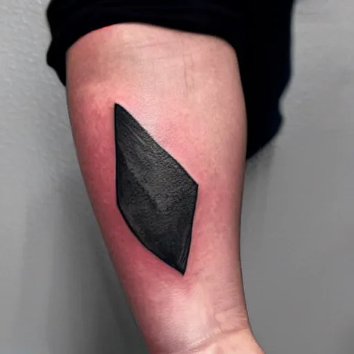 Image similar to tattoo of a small abstract hatchet on the forearm