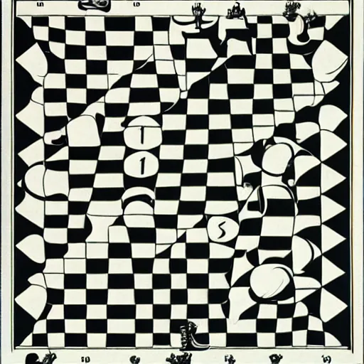 Prompt: chessboard by mc escher