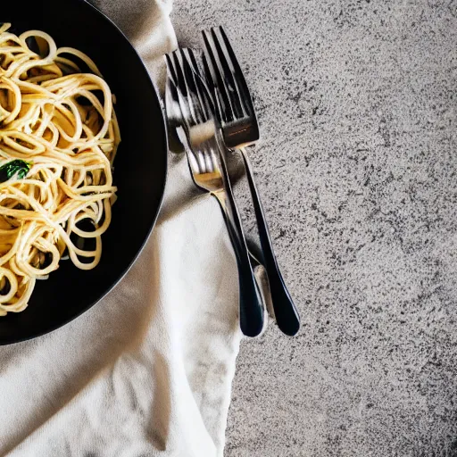 Prompt: pasta carbonara, canon eos r 3, f / 1. 4, iso 2 0 0, 1 / 1 6 0 s, 8 k, raw, unedited, symmetrical balance, in - frame