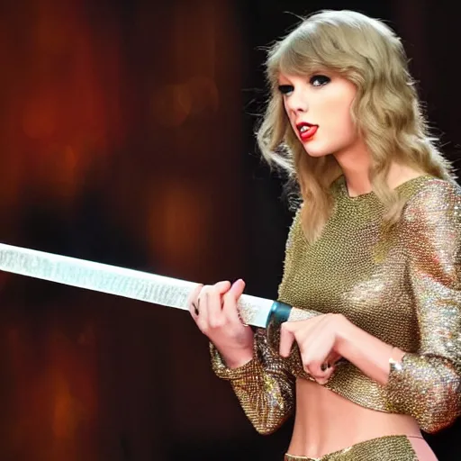 Image similar to taylor swift holding excalibur sword