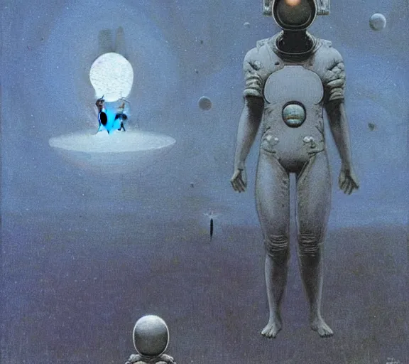 Image similar to occult astronauts by beksinski