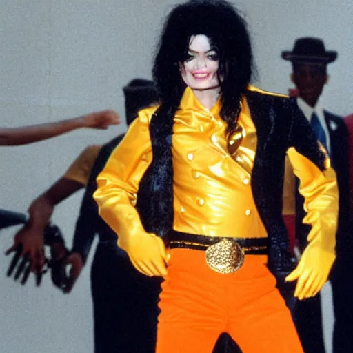 Image similar to michael jackson dressed as big orange, citric