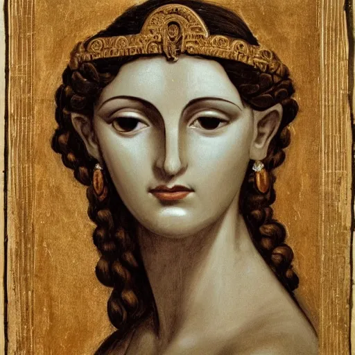 Prompt: the portrait of a beautiful greek goddess in ancient times