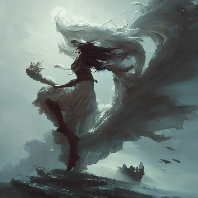 Prompt: a painting of the gifted of the wind by greg rutkowski, dark fantasy art, high detail, trending on artstation