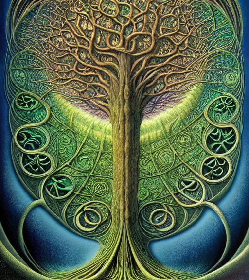 Image similar to tree of life by roger dean and andrew ferez, art forms of nature by ernst haeckel, divine chaos engine, symbolist, visionary, art nouveau, botanical fractal structures, organic, detailed, realistic, surreality