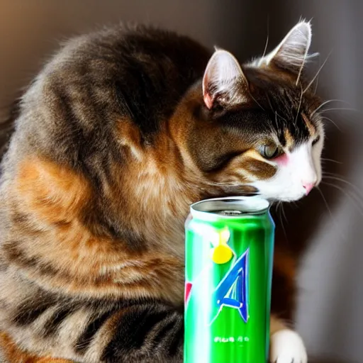 Image similar to the cat karakl drinks an energy drink