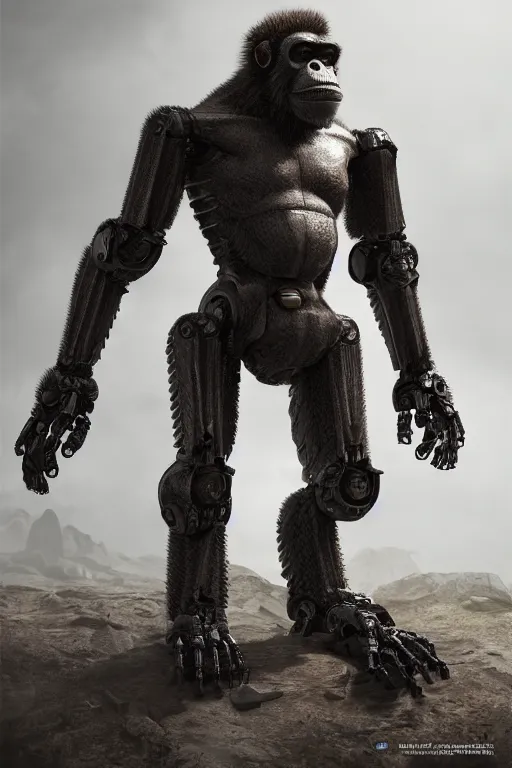 Image similar to robot ape, ultra realistic, concept art, intricate details, highly detailed, photorealistic, octane render, 8 k