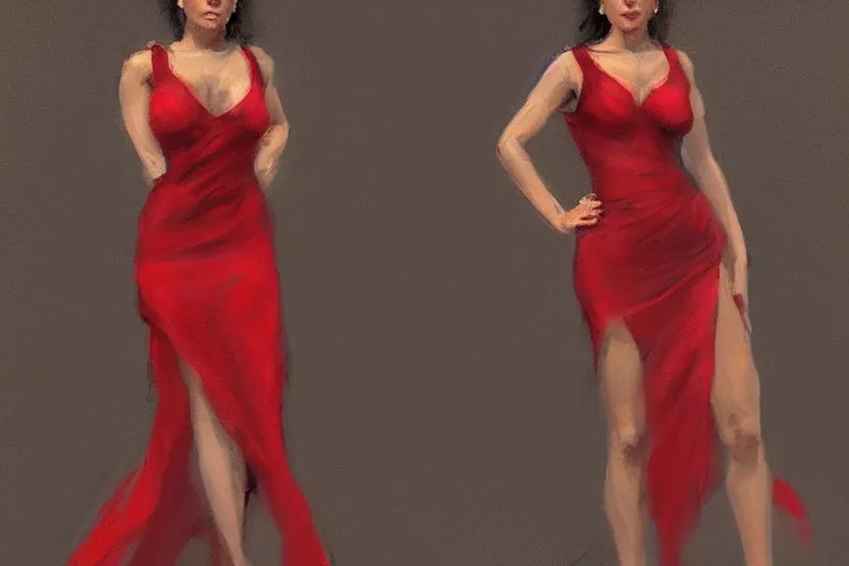 Prompt: A portrait of a 25 year old Shoshanna Lonstein Gruss in a low cut red dress at the met gala in New York City by Ruan Jia and Mandy Jurgens and Artgerm and william-adolphe bouguerea, highly detailed, trending on artstation, award winning, H 768